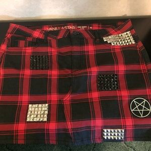 Vanilla Star Red Plaid Mini Skirt Size 15